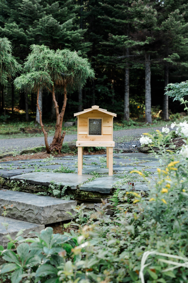 Small Outdoor Cat House with Deck & Extended Roof
