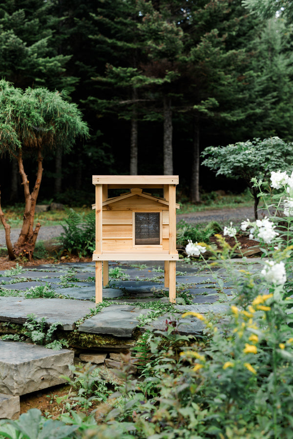 Elevated outdoor cat house with loft - Feral cat shelter
