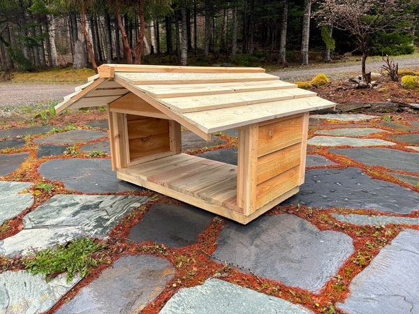 Outdoor cat feeding station - feral cat food shelter