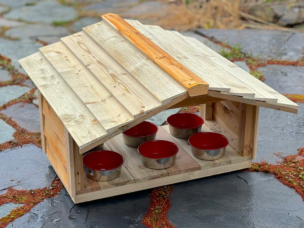 Outdoor cat feeding station - Feral cat food shelter
