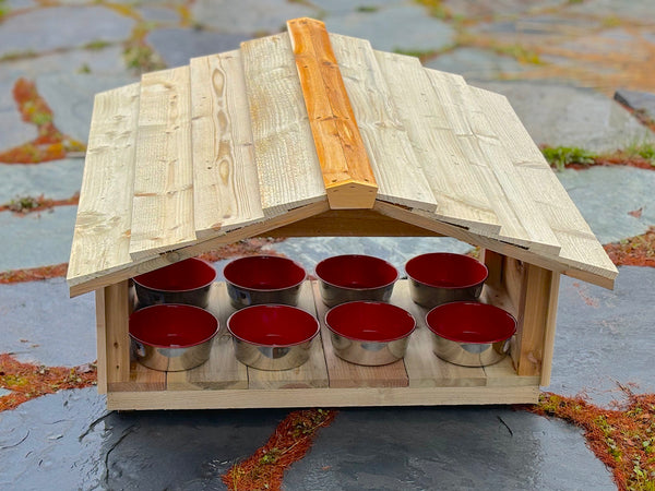 Outdoor cat feeding station - Feral cat food shelter
