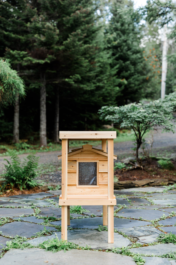 Small Outdoor Cat House with Deck & Loft