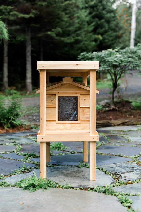 Small Outdoor Cat House with Deck & Loft