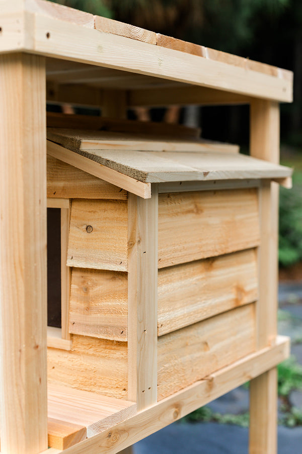 Small Outdoor Cat House with Deck & Loft