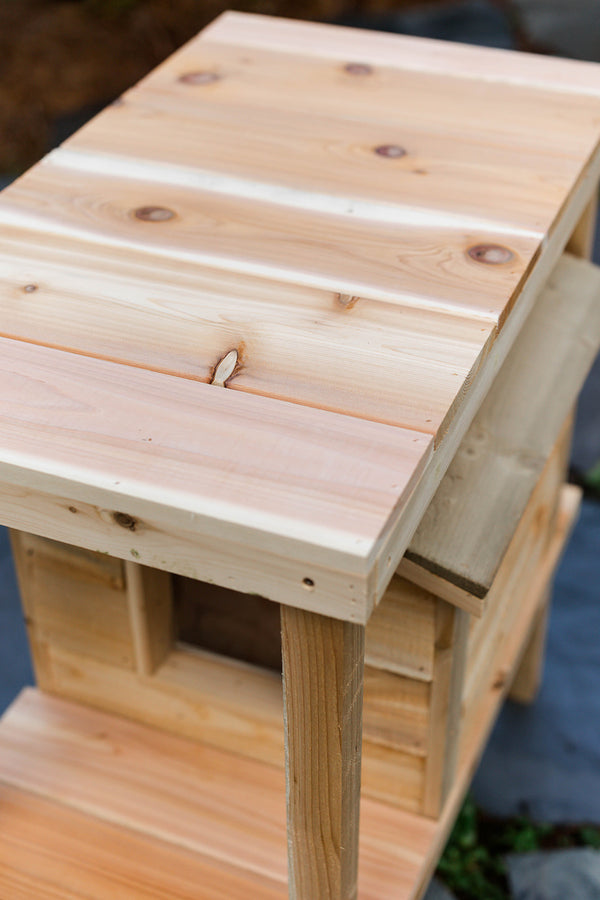 Small Outdoor Cat House with Deck & Loft