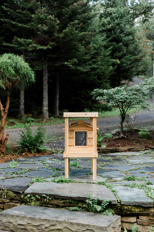 Small Outdoor Cat House with Deck & Loft