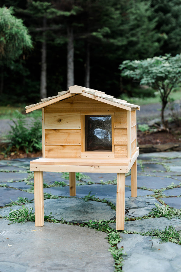 Large Outdoor Cat House with Deck & Extended Roof