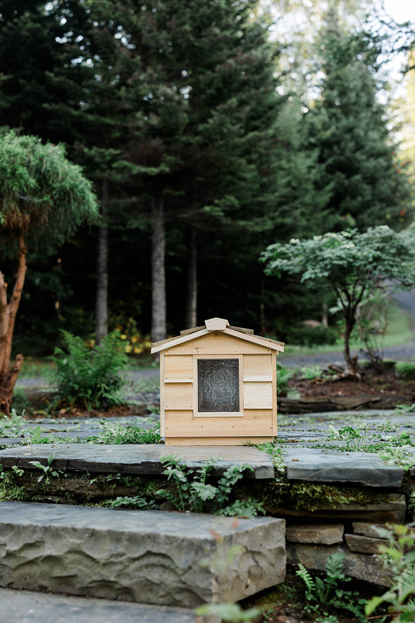 Small insulated outdoor cat house, wooden feral cat shelter